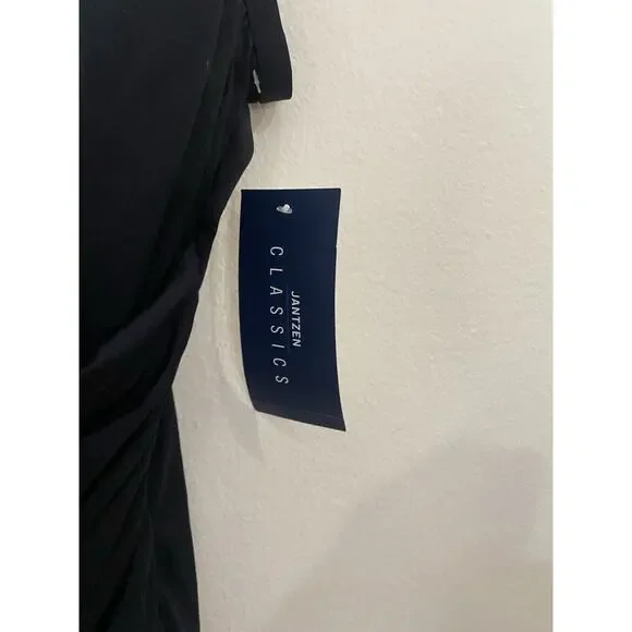 Jantzen Size 12 Surplice Draped One Piece Swimsuit Black Tummy Control NWT $92 - Picture 5 of 9